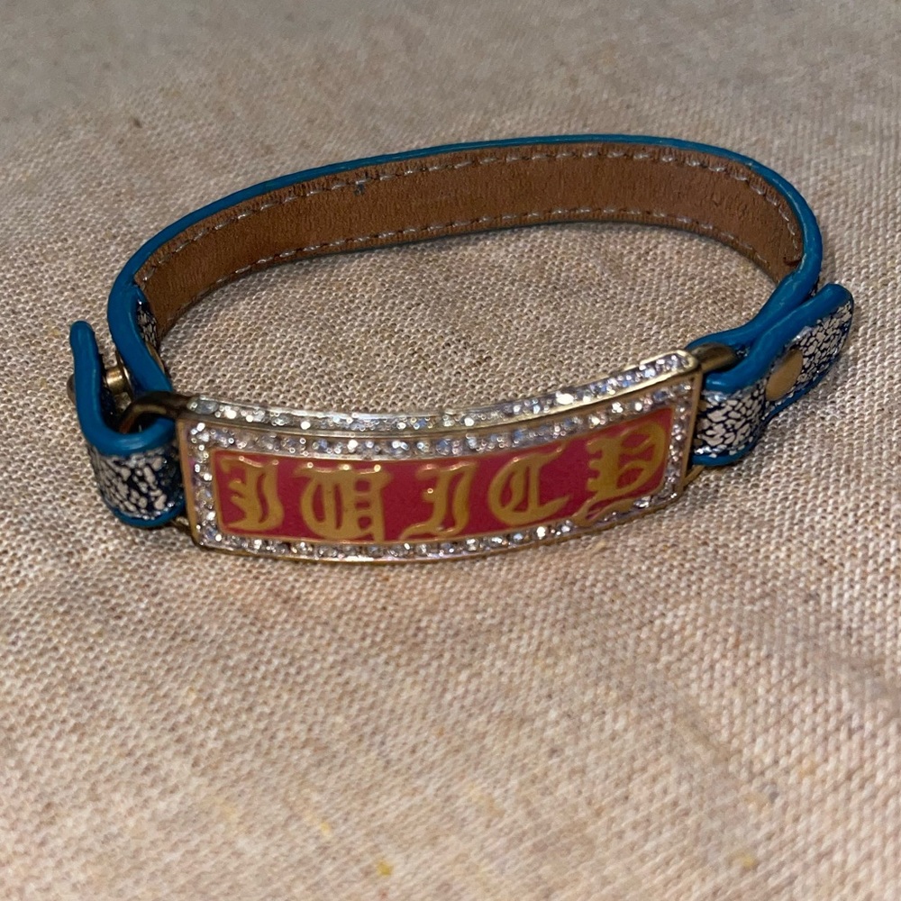 Juicy Couture Leather and Crystal ID bracelet c.2008